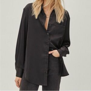 Nasty Gal Satin Oversized shirt size 12